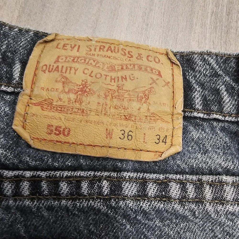 VTG‎ Levi's 550 Jeans 36x34 Actual 34x33 Black Acid Wash Made in USA 90s